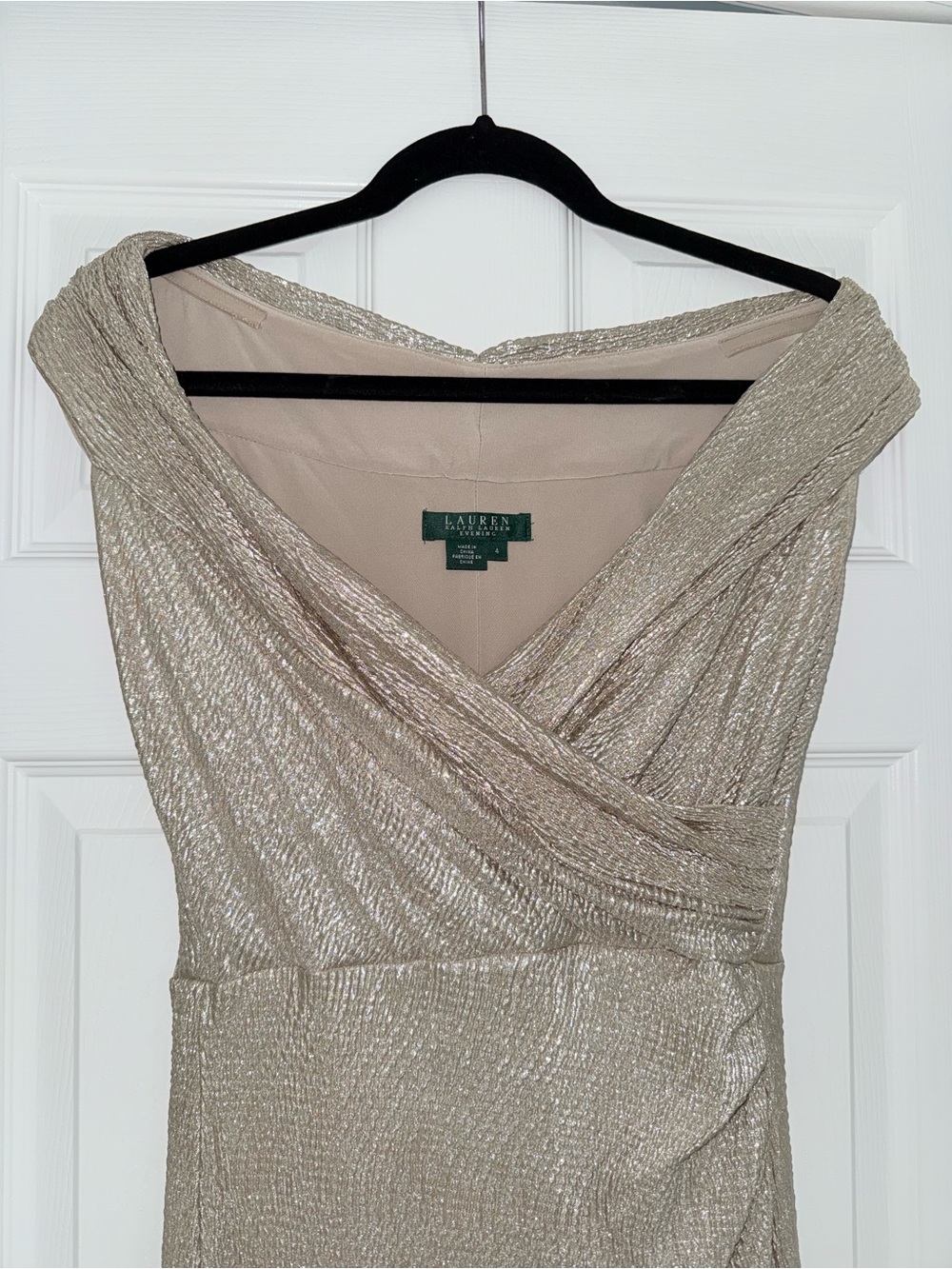 Ralph Lauren Metallic Taupe Maxi Dress